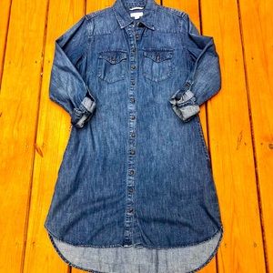 Comfy Denim Dress with Convertible Sleeves